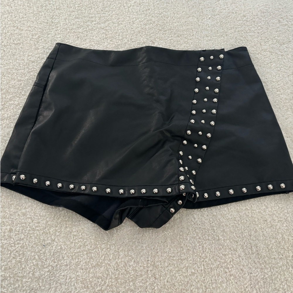 Free people leather envelope skort with studs